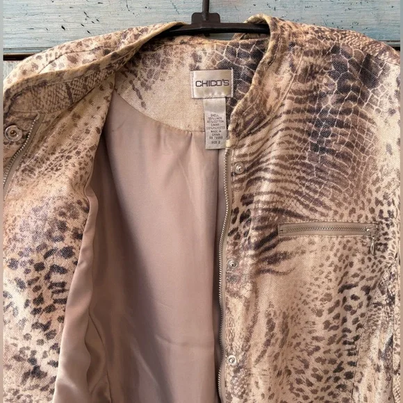 Chico's Animal Print Jacket - Cream & Brown with a touch of silver - Picture 7 of 12